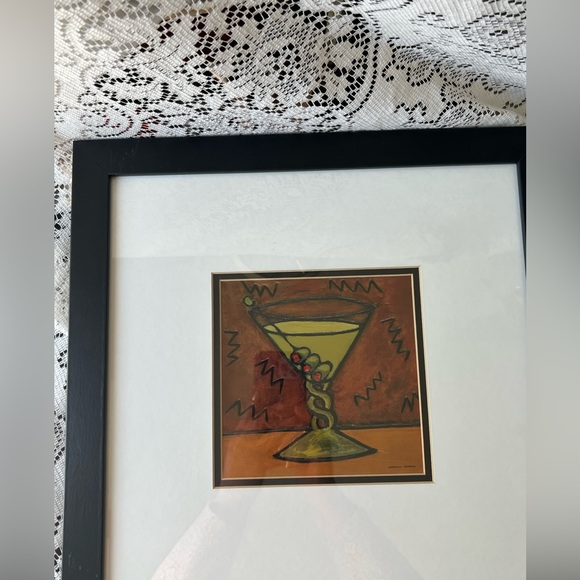 Martini glass print by Carolyn Oltman matted and framed art 11 by 11 inches - Picture 5 of 12